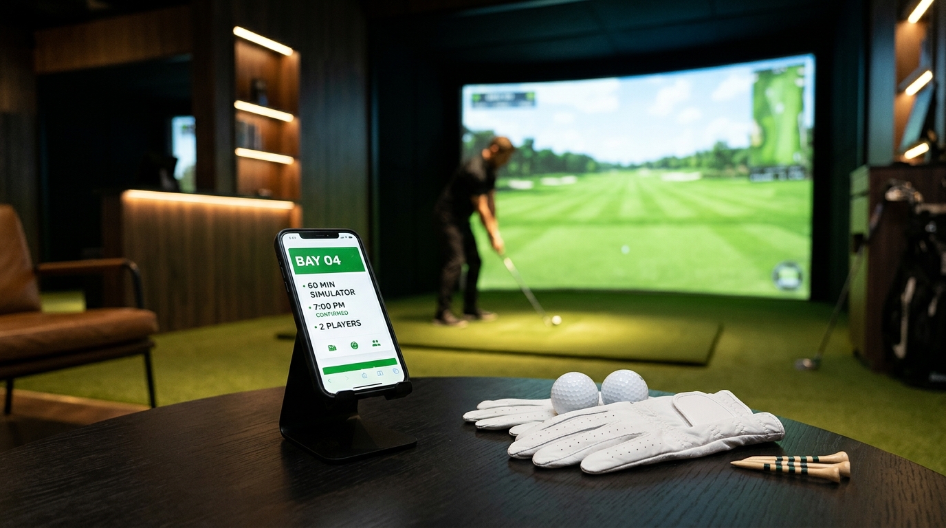 Golfinity golf club member lifestyle kit with booking app phone, leather glove, and golf balls