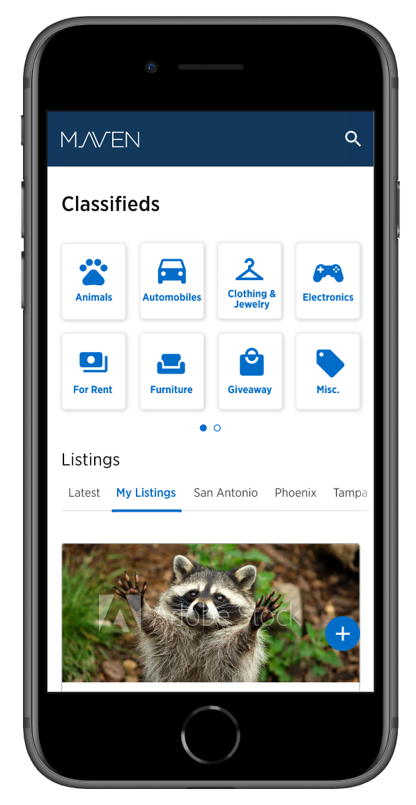 Classifieds home category view