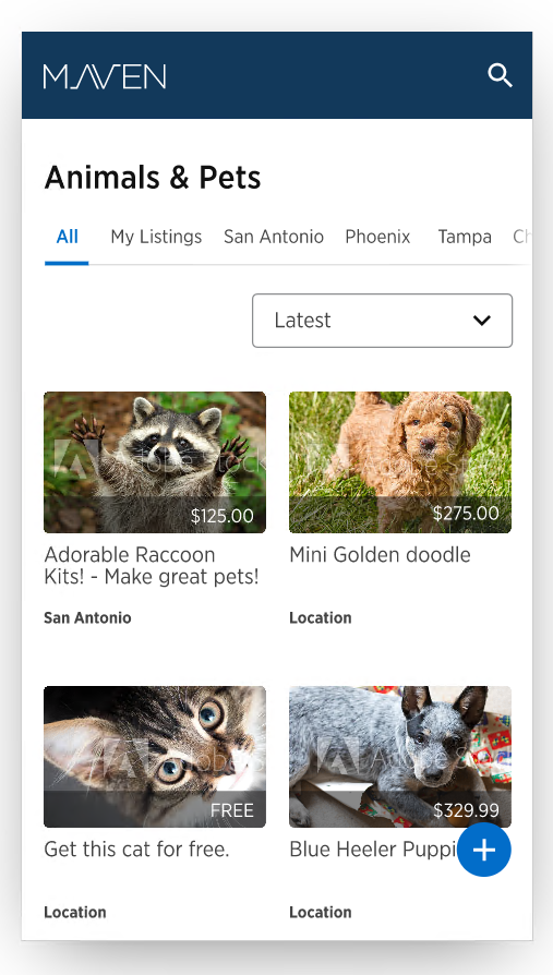 Listing grid with photos