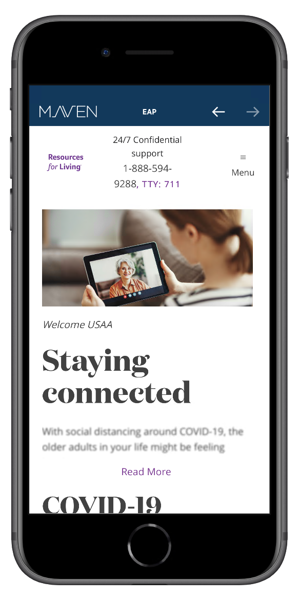 Employee Assistance Program mobile view
